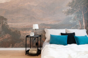 Sypialnia glamour ze złotymi akcentami – fotografia wnętrz Śląsk