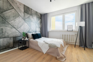 Sypialnia z panelami ściennymi – fotograf wnętrz Katowice